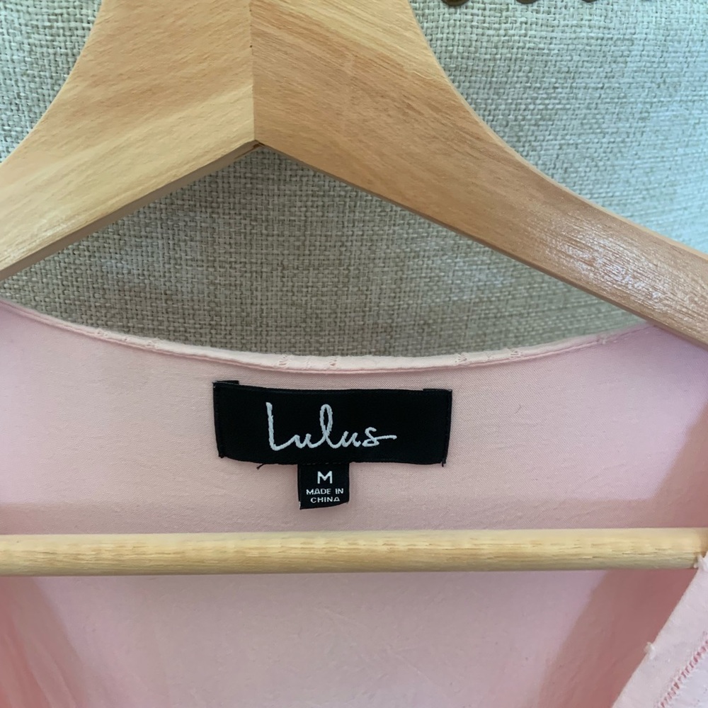 Lulu's Blush Pink V-Neck Button-Front Ruffle Midi Dress - Picture 4 of 5
